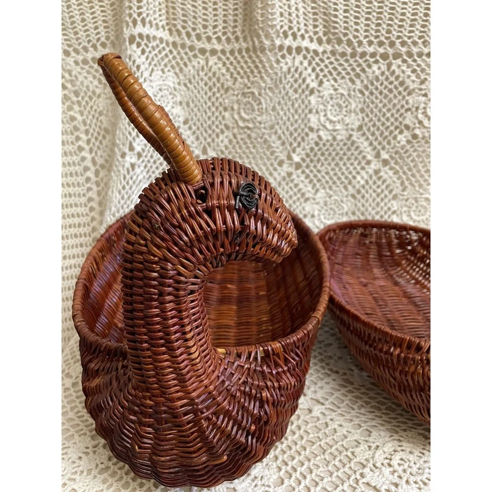 Wicker Deer Reindeer Basket Set Home Decor Brown Vintage FLAWS